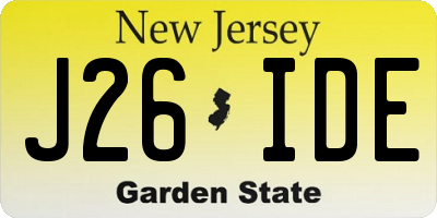 NJ license plate J26IDE