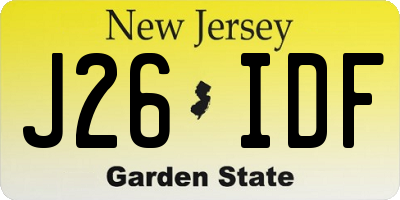 NJ license plate J26IDF