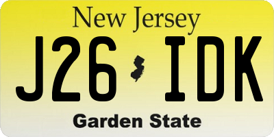 NJ license plate J26IDK
