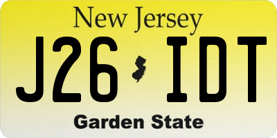 NJ license plate J26IDT