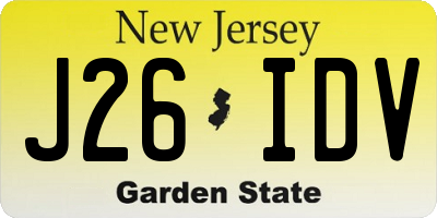 NJ license plate J26IDV