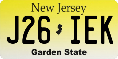 NJ license plate J26IEK