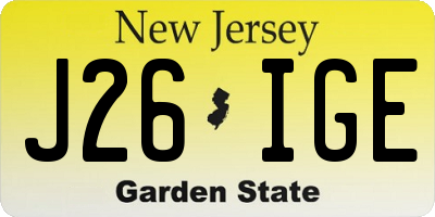 NJ license plate J26IGE