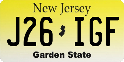 NJ license plate J26IGF