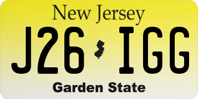 NJ license plate J26IGG