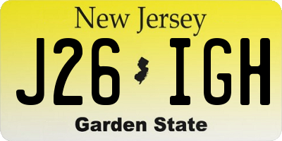 NJ license plate J26IGH