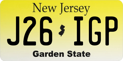 NJ license plate J26IGP