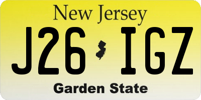NJ license plate J26IGZ