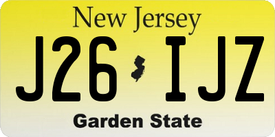NJ license plate J26IJZ