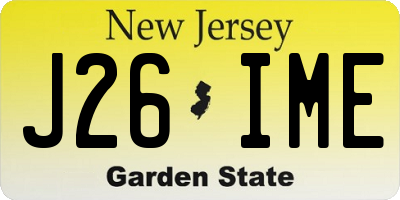 NJ license plate J26IME