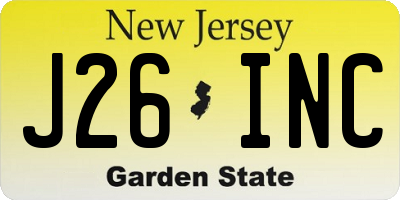 NJ license plate J26INC