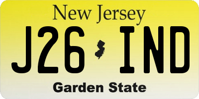 NJ license plate J26IND