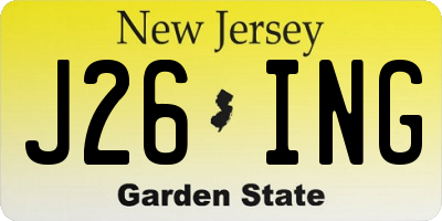 NJ license plate J26ING