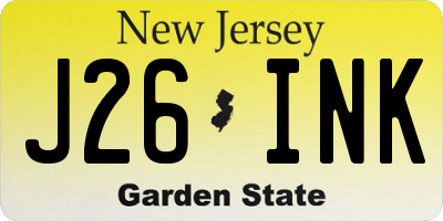 NJ license plate J26INK
