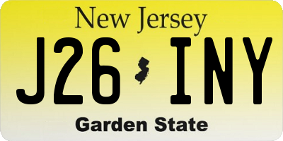 NJ license plate J26INY
