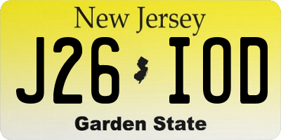 NJ license plate J26IOD