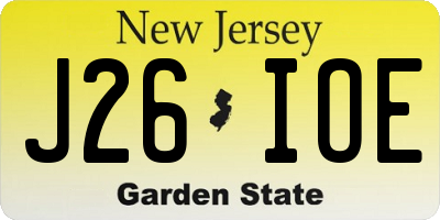 NJ license plate J26IOE