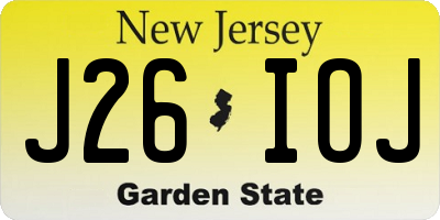 NJ license plate J26IOJ