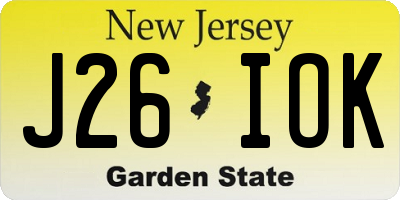 NJ license plate J26IOK