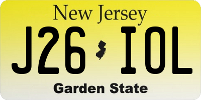 NJ license plate J26IOL