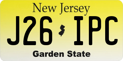 NJ license plate J26IPC