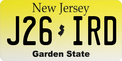 NJ license plate J26IRD