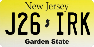 NJ license plate J26IRK