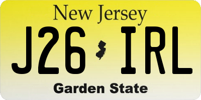 NJ license plate J26IRL