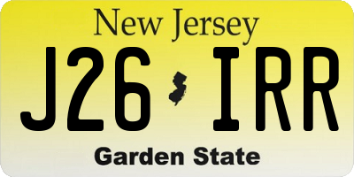 NJ license plate J26IRR