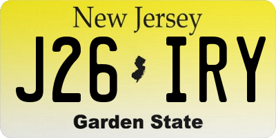 NJ license plate J26IRY