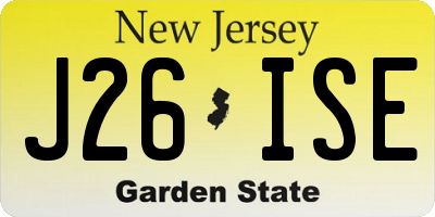 NJ license plate J26ISE