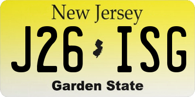 NJ license plate J26ISG