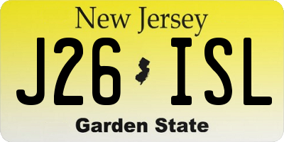 NJ license plate J26ISL