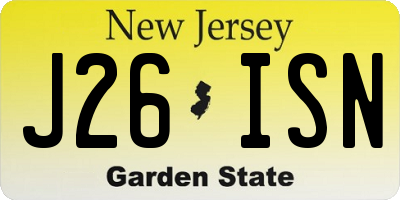 NJ license plate J26ISN