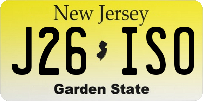NJ license plate J26ISO