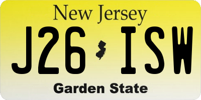 NJ license plate J26ISW