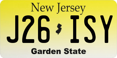 NJ license plate J26ISY