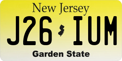 NJ license plate J26IUM