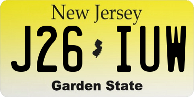 NJ license plate J26IUW
