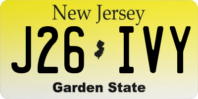 NJ license plate J26IVY