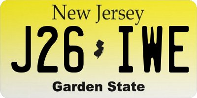 NJ license plate J26IWE
