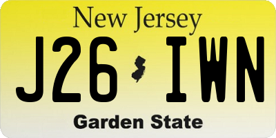 NJ license plate J26IWN