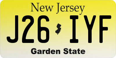 NJ license plate J26IYF