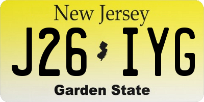 NJ license plate J26IYG