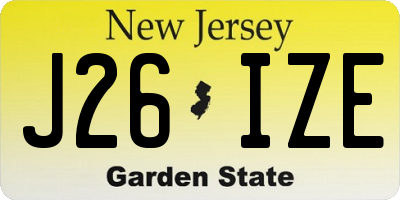 NJ license plate J26IZE