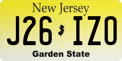 NJ license plate J26IZO