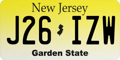 NJ license plate J26IZW
