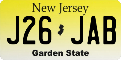 NJ license plate J26JAB