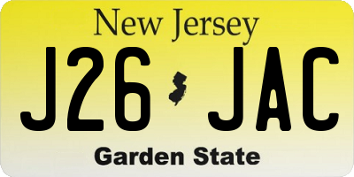 NJ license plate J26JAC
