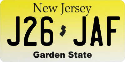NJ license plate J26JAF